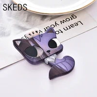 skeds fashion cute crown cat brooches pins for women girls acrylic exquisite badges student bag accessories party brooch pin