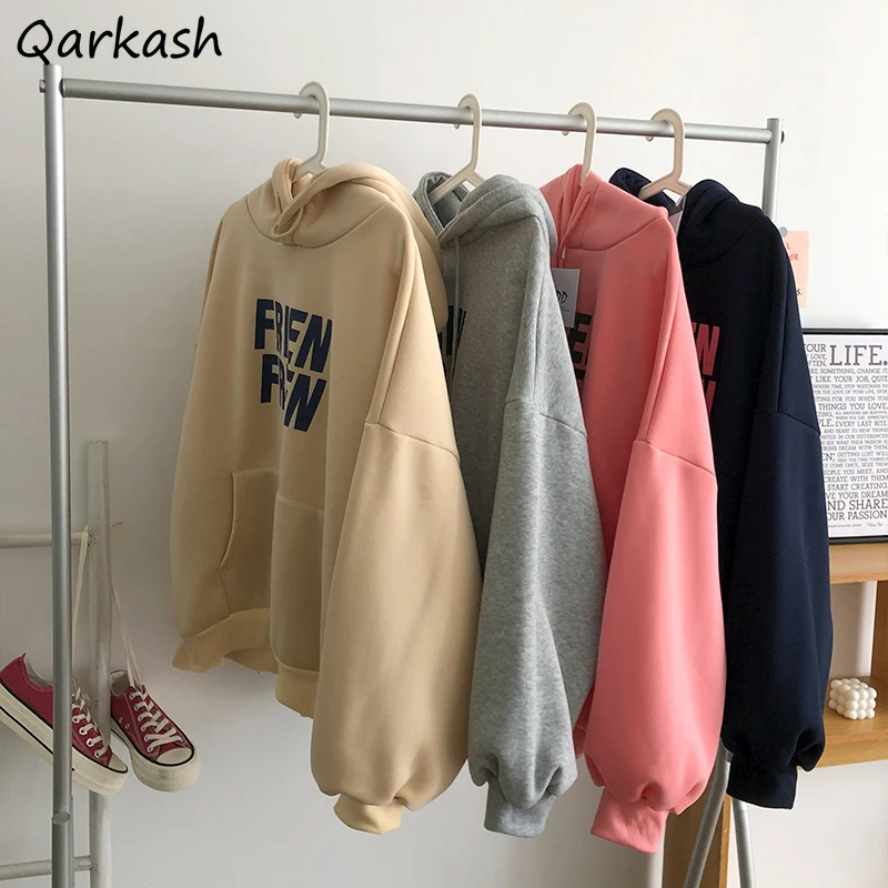 

Женская толстовка с капюшоном и надписью, в стиле бойфренд