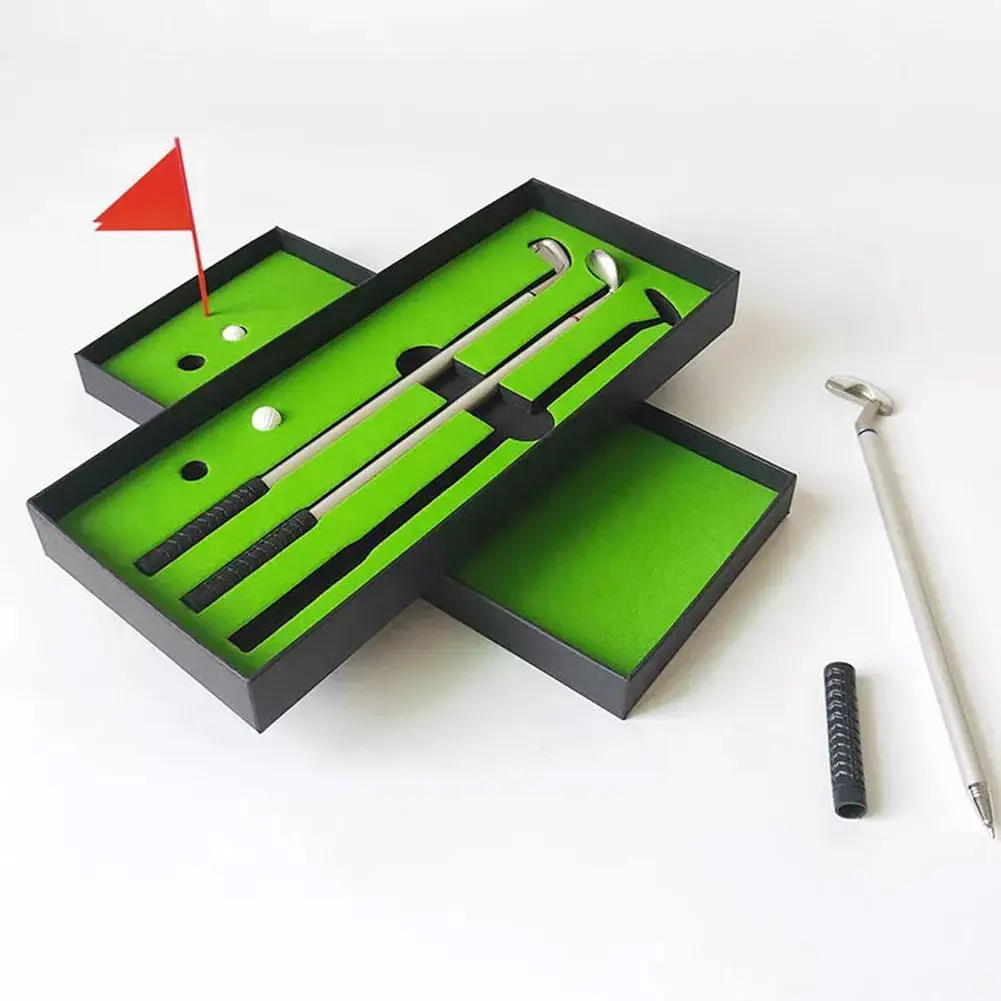 

Набор ручек с мини-клюшкой для гольфа с имитацией поля для гольфа, офисный подарок для мужчин, шариковая ручка, креативные письменные принадлежности