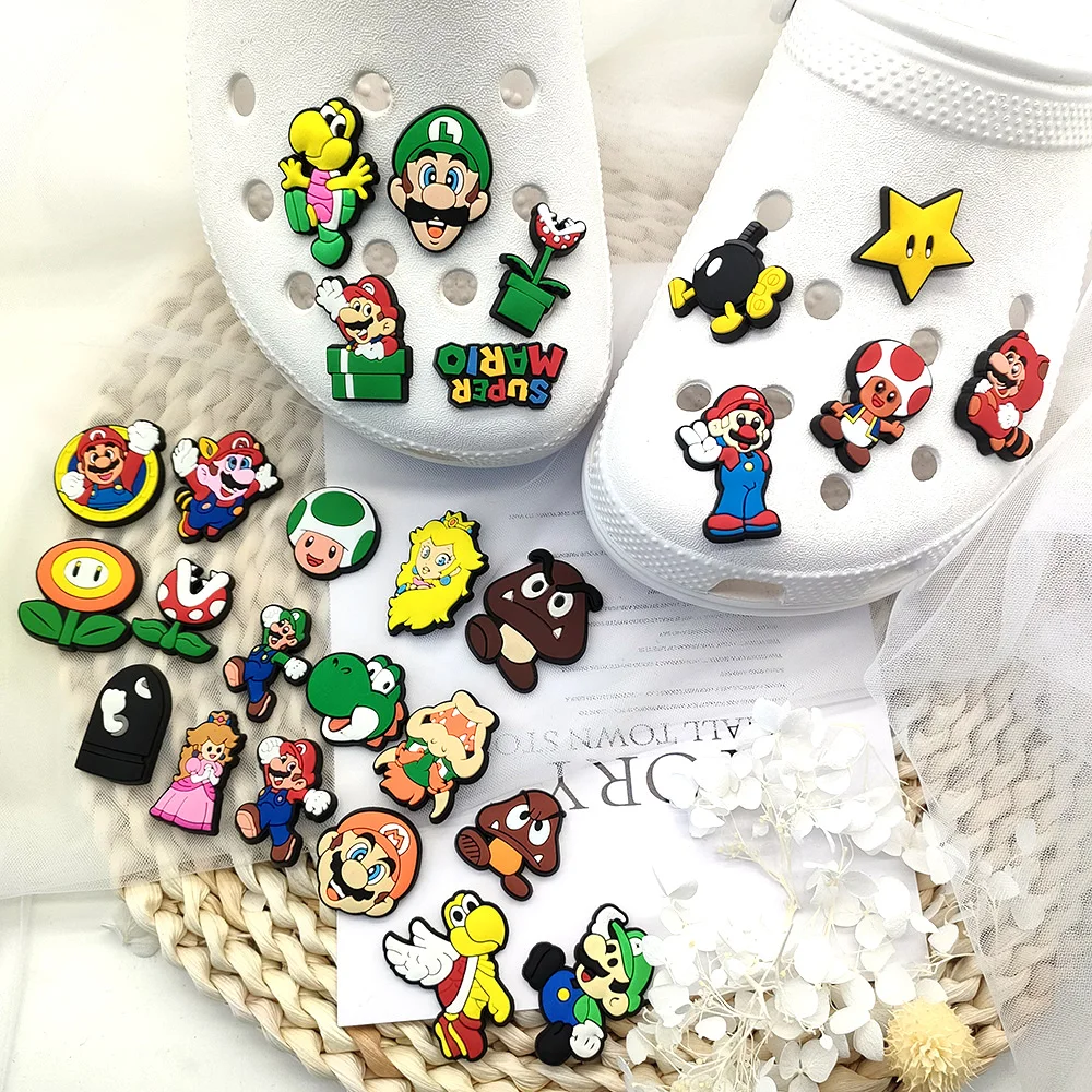 

27Pcs Famous classic game cartoon PVC Sandals shoe Decorations Accessories for Croc Jibz Shoe Charms girls kid ​Gifts jibz