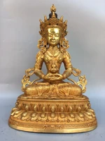18 tibetan temple collection old bronze gilt longevity buddha immeasurable longevity and wisdom lotus platform worship buddha