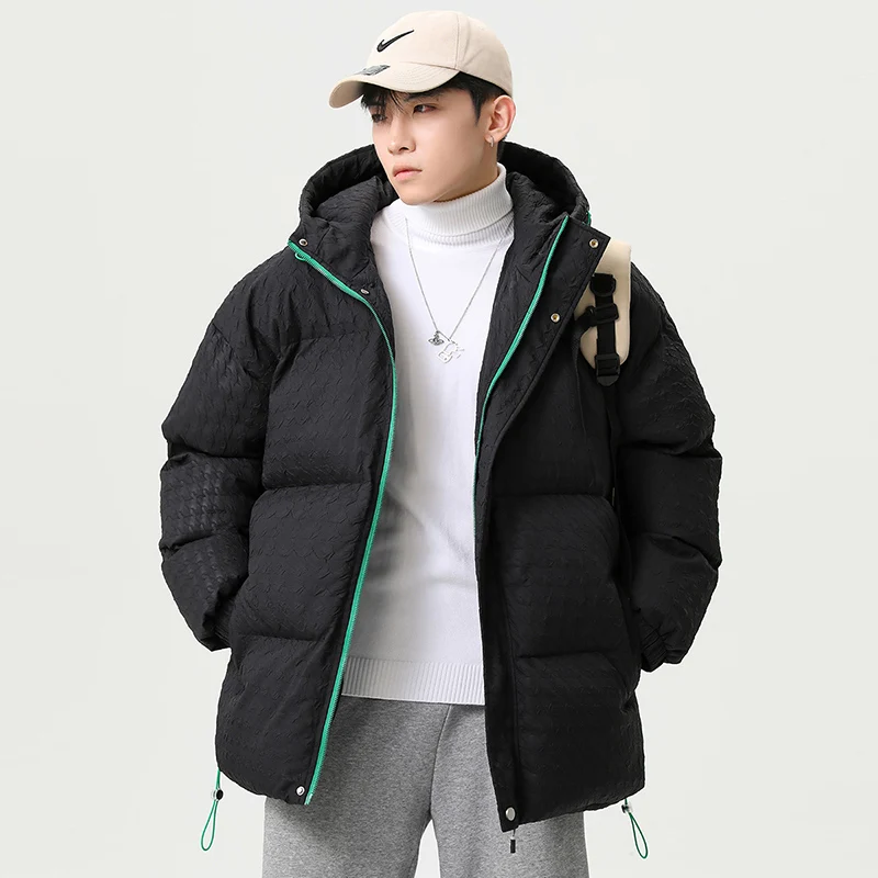 CAAYU Winter Down Jacket Men's Fashion Harajuku Oversized Body Warmer Coat Japanese Streetwear Windproof Outwear White Coat Male