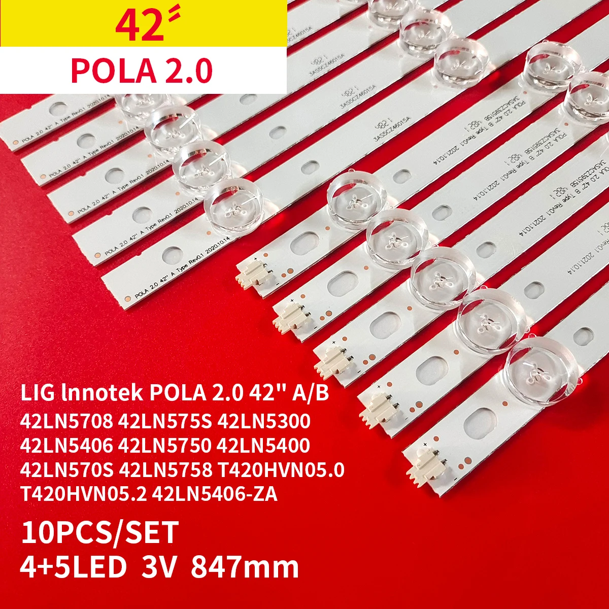 30Pcs/3Set LED Backlight Strip 9 Lamp for 42