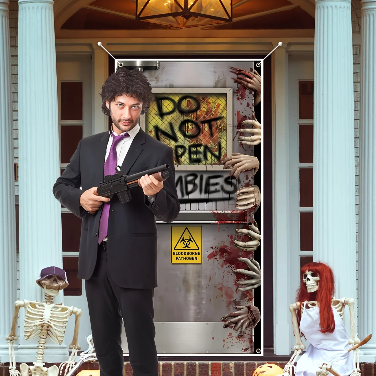 Дверная Крышка На Хэллоуин С Изображением Зомби Страшное Украшение Крывленный