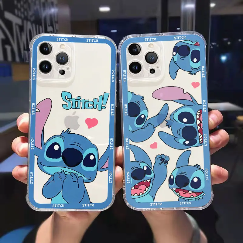 

Bandai Creative Cartoon Stitch Couple Clear Silicon Phone Case For iPhone XR XsMax 8Plus 11 12 13 13 Pro Max Cover for couples