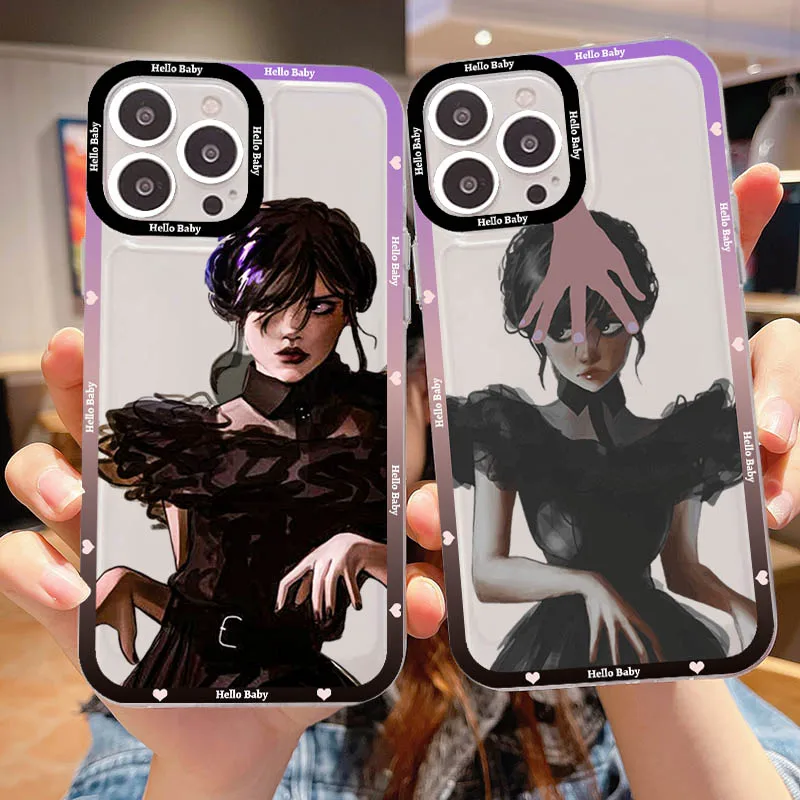 

Wednesday Phone Case For IPhone 14 13 12 11 Pro Max Mini X Xs XR 6 7 8 Plus SE 2020 Transparent Case