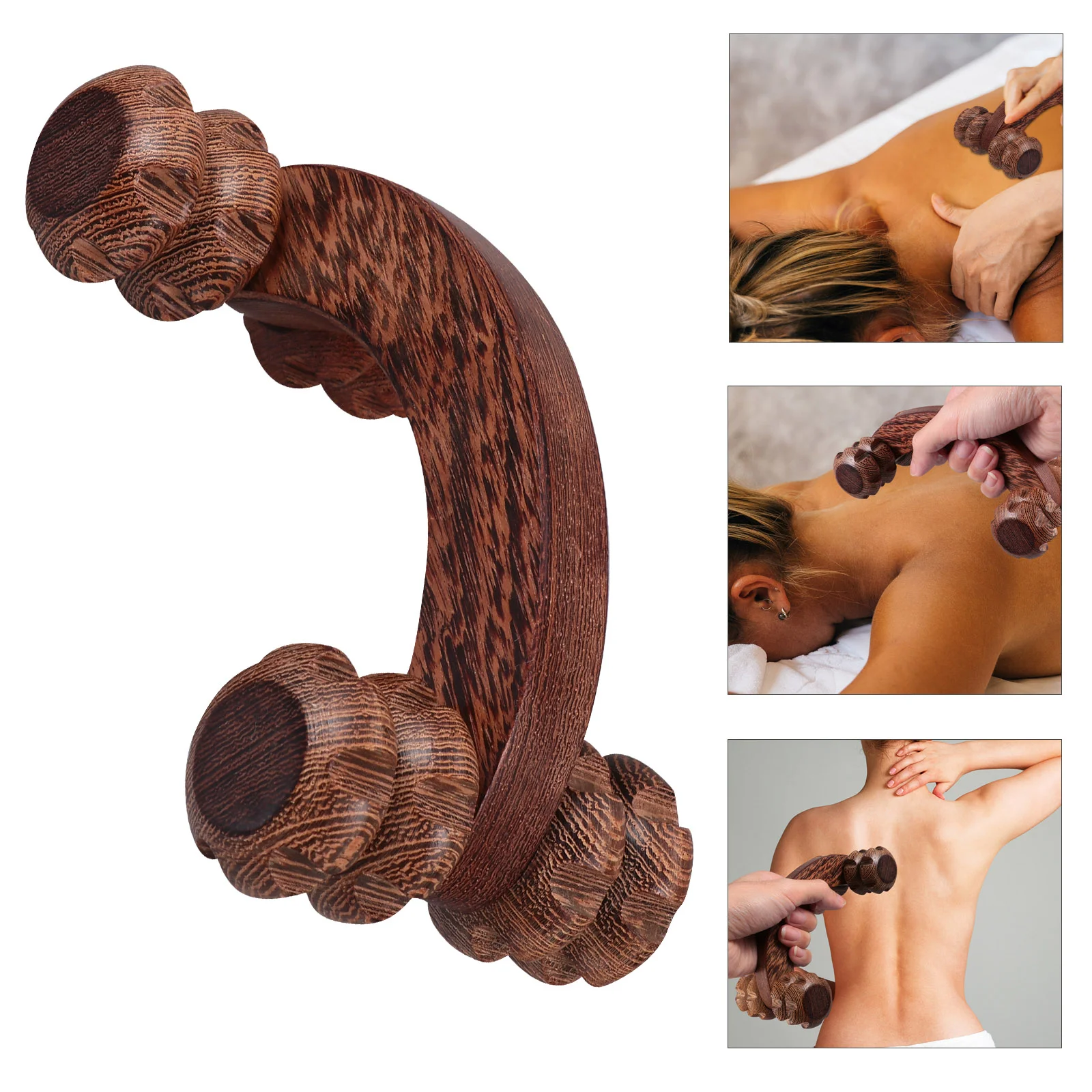 

1pc Manual Roller Massager Wooden Muscle Massager Rolling Tool for Office