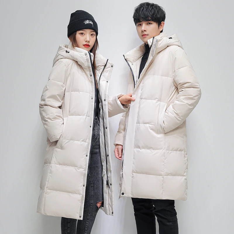 2022 Brand Winter Long Jacket Men Women Couples Warm Hooded Korean Cotton Padded Winter Coats Hooded Men Parkas Windbreaker