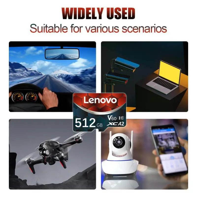 Lenovo 2TB Micro TF SD Card V30 Высокоскоростная карта памяти 1 ТБ 512 ГБ Класс 10 Видеокарта