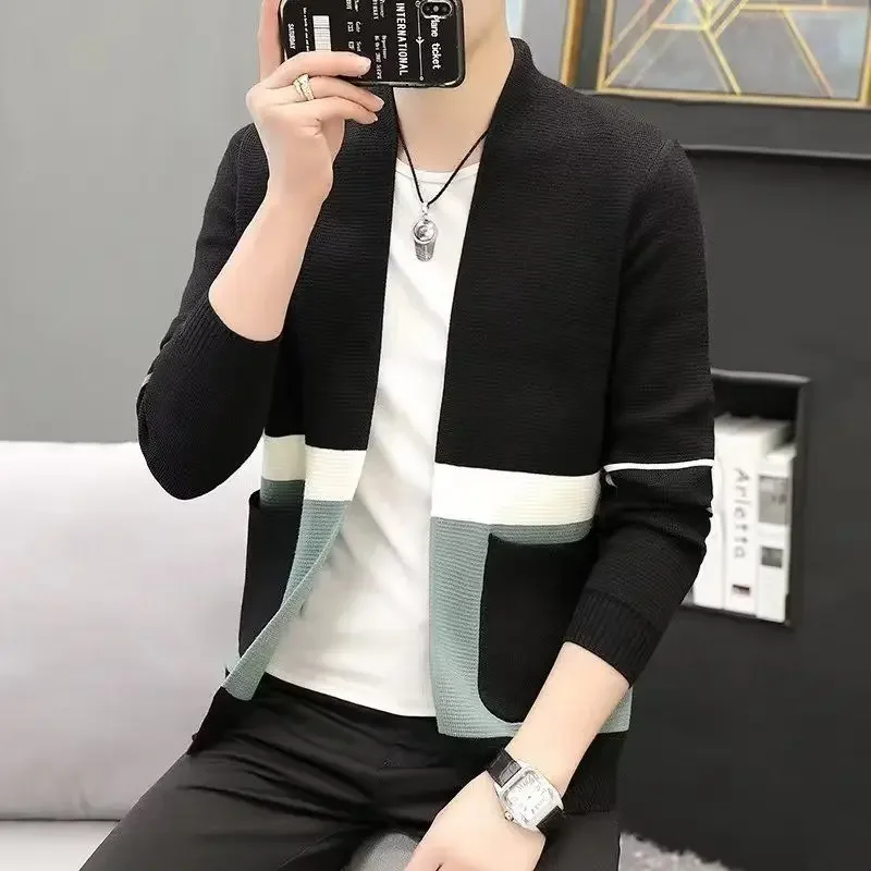 Вязаный кардиган для мужчин осень и зима популярная корейская одежда пальто