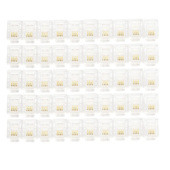 

100Pcs 4 Pin RJ11 RJ-11 6P4C Modular Telephone Phone Crystal Head Plug 6P4 Core Gold Plated Brand Network Connector