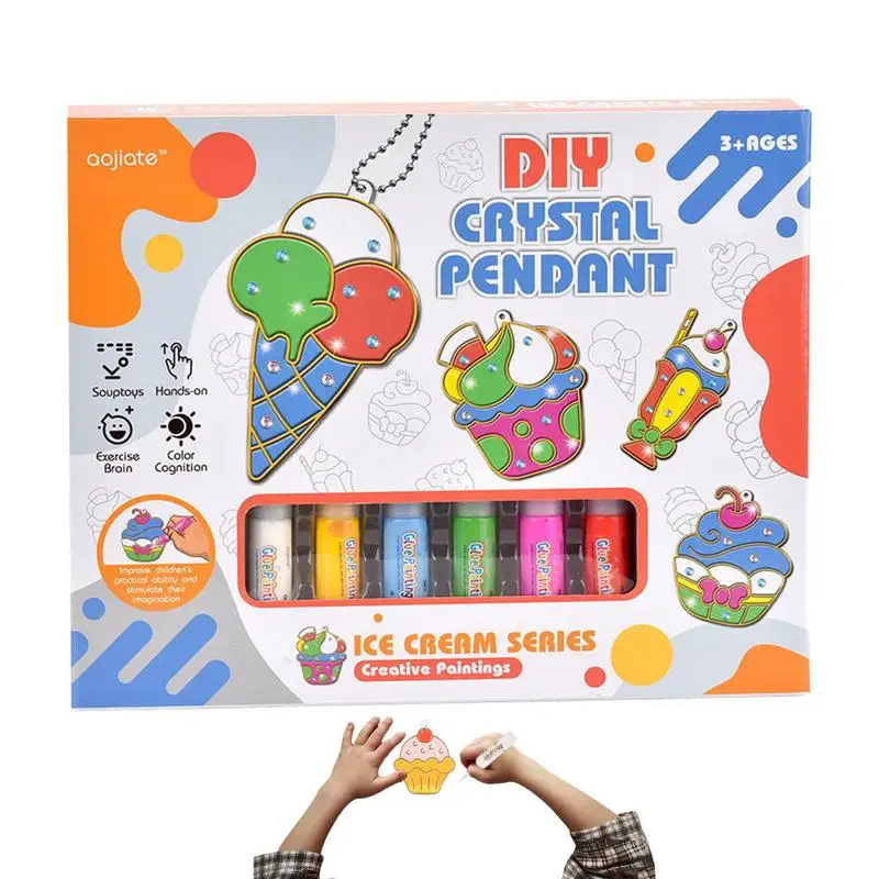 

Children's Painting Set For Christmas Fast Drying DIY Crystal Pendant Kit Kids Paint Set Stress Relief DIY Crystal Pendant Kit