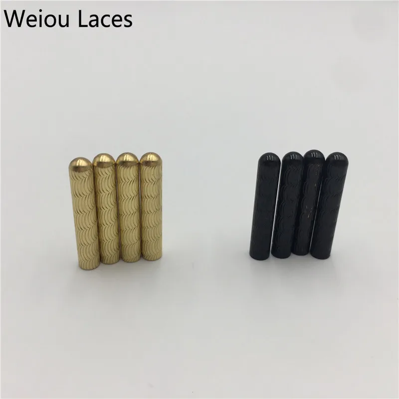 Weiou(100Pcs/25sets) Hot Gold Black Shoelace Aglets 4.0x22mm Seamless Sneaker Kits Repair Shoestring Accessory Clothes Tips DIY