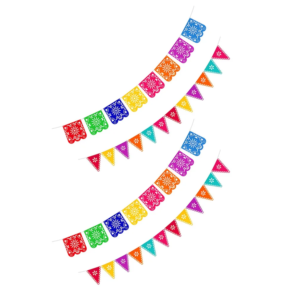 

4pcs Mexican Fiesta Hanging Flags Cino De Mayo Fiesta Bunting Festival Party Banners Party Accessory Dia De Los Garland
