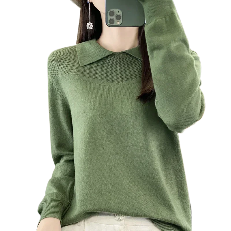 Женский однотонный хлопковый удобный топ с длинными рукавами