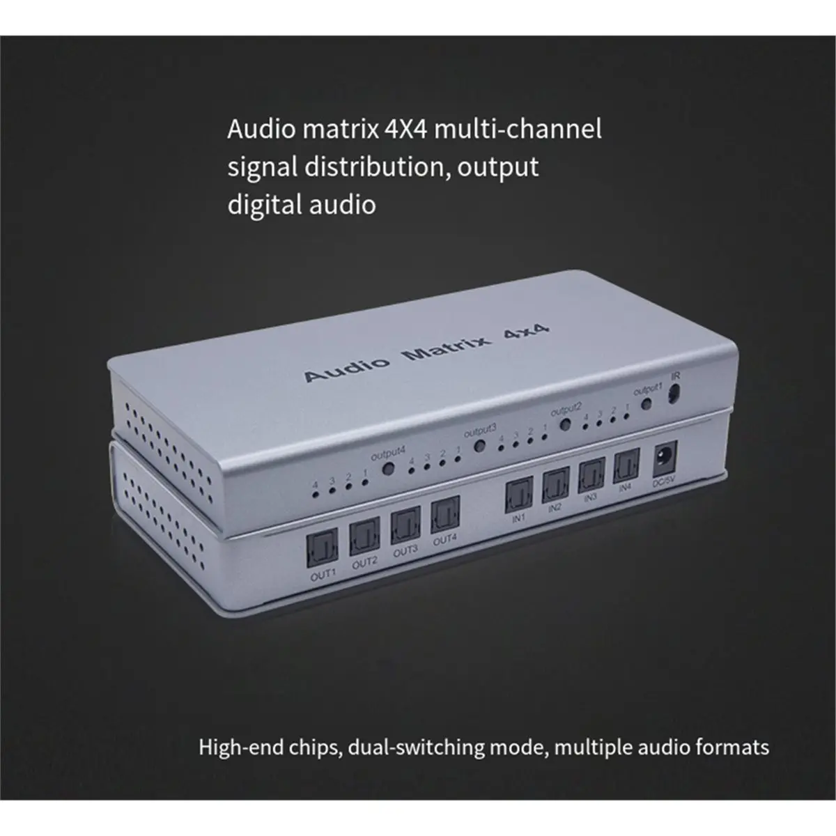 Матричный аудиопереключатель 4x4, сплиттер SPDIF TOSLINK, цифровой оптический аудиоконвертер 4 входа4 выхода, матричный конвертер True Matrix, вилка EU (art.: 3920da328dded) - 3920da328dded