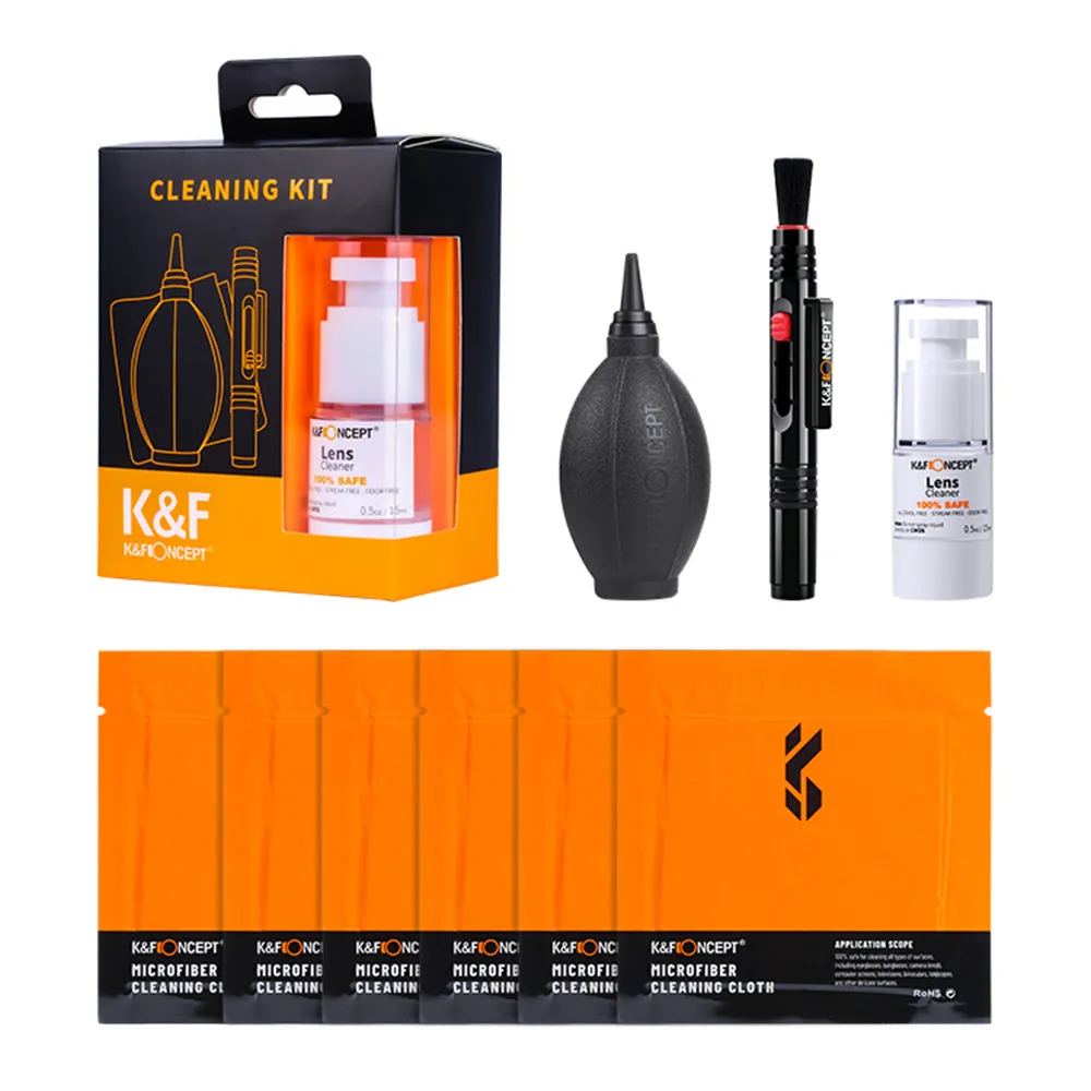 

K&F Concept 4 in 1 Camera Cleaning Kit with Cleaning pen + Air blower + Vacuum Cleaning Cloth + Cleaning Liquid for Camera Lens