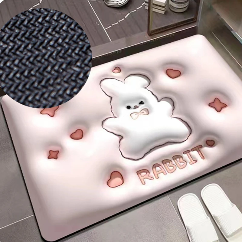 

3D Creative Bath Mat Non-slip Absorption Water Rug Floor Mat for Bathroom Entrance Doormat Three-dimensional Home Decor