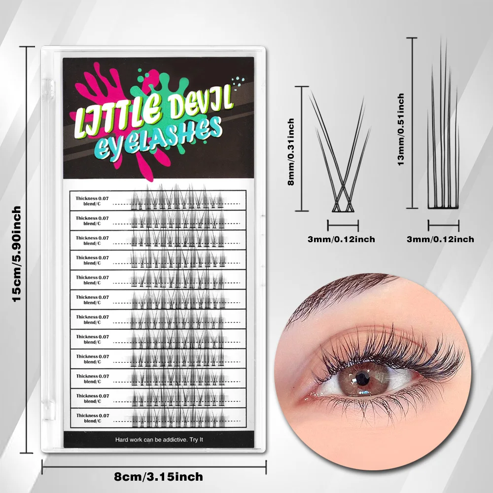 ETVITE Манга Настраиваемые Накладные Ресницы Ручной Работы Смешанные Длинные