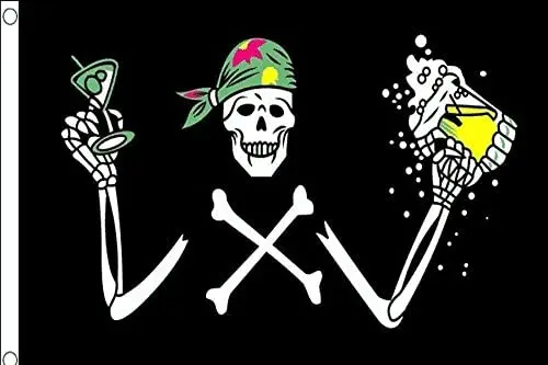 Pirate Beer Flag 3' x 5' - Drunk Pirate Flags 90 x 150 cm - Banner 3x5 ft