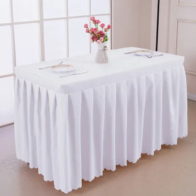 

2023 popular hotel conference room table skirt polyester wedding tablecloth home tablecloth family birthday party table skirt