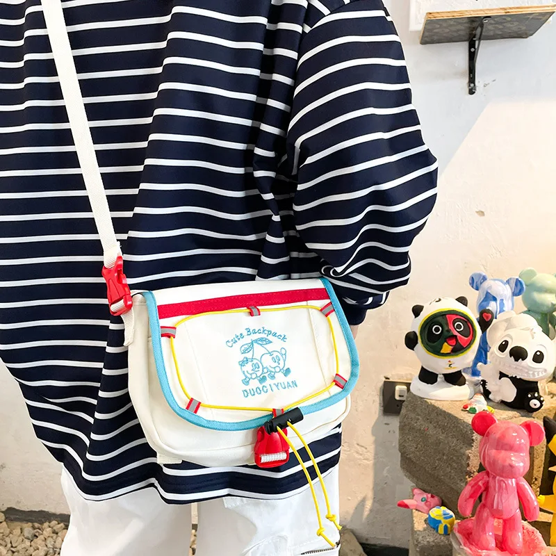 Японские холщовые сумки через плечо для женщин новинка 2024 милые Мультяшные