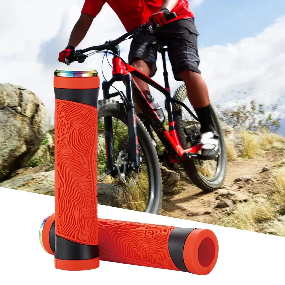 

1 Pair Handlebar Sleeves Non-slip Silicone Protect Hand Shock Absorption Bicycle Handlebar Grips Stoppers for Mountain Bikes