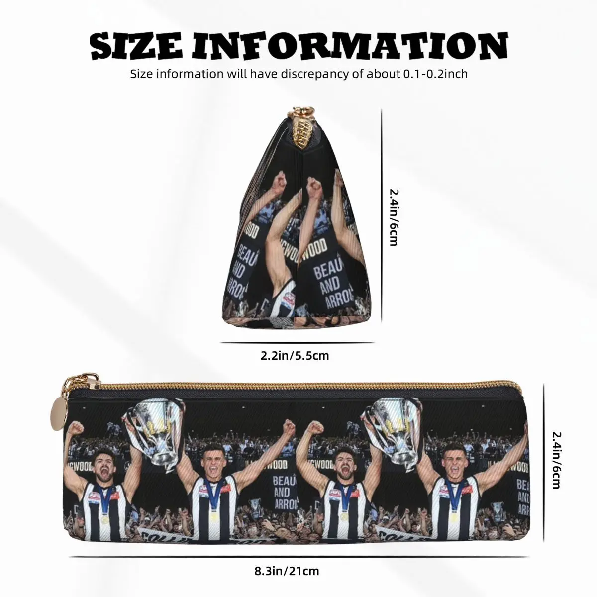 Фото Пенал Daicos Brothers Premiership Trophy Collingwood для студентов, коробка для ручек, сумка для карандашей, канцелярские принадлежности, сумка-органайзер для ручек №4