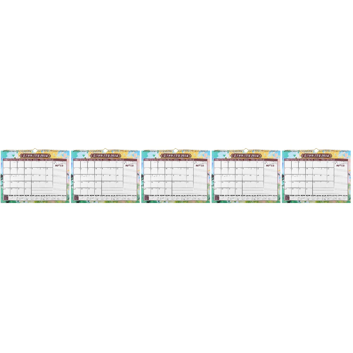 

5 PCS 2024 Wall Calendar Home Hanging Large Funny Office Yearly 2023 Calendars Spiral Monthly
