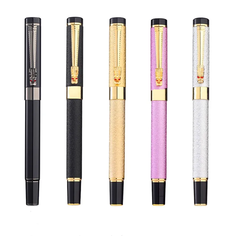 Luxury High Quality Frosted 5 Colour Golden Dragon Business Office Fountain Pen student School Stationery Supplies ink nibs |