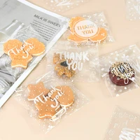 100pcs 1010cm transparent thank you candy cookie bags self adhesive biscuit gift packing bag wedding birthday party supplies
