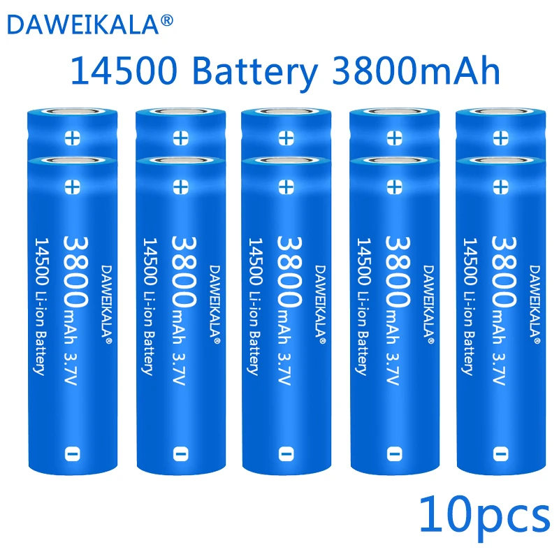 

2022 New 10PCS EST 14500 lithium battery 3.7V 3800mah rechargeable battery for flashlight LED flashlight toys + free delivery