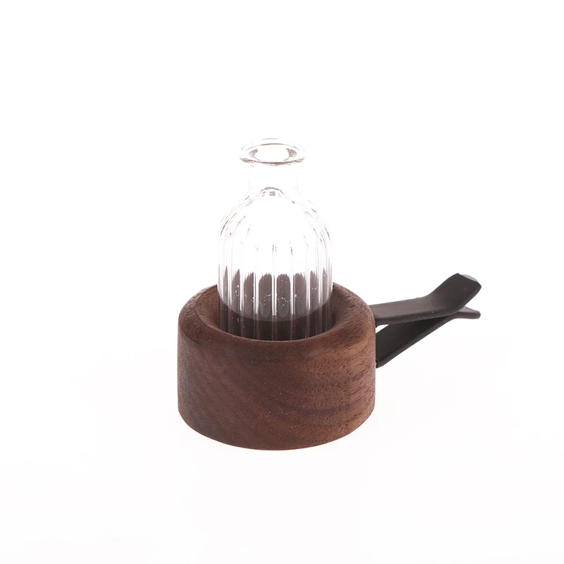 

Стабильная мини-автомобильная ваза для цветов, клипса, элегантная регулируемая автомобильная ваза для цветов, орех и стекло, декор вентиляционного отверстия автомобиля, приборная панель