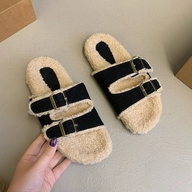 Женские меховые шлепанцы роскошные на платформе плюшевые мягкие дизайнерские