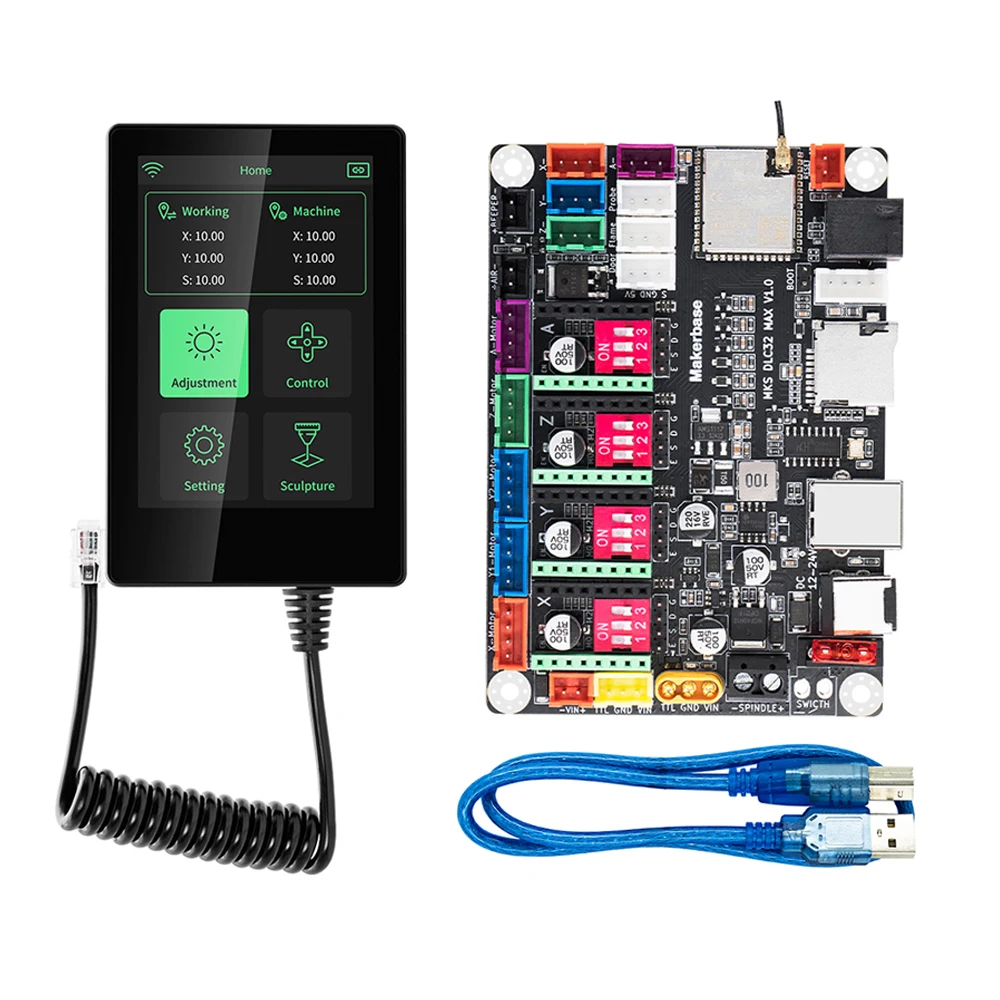 Фото Makerbase MKS DLC32 MAX фрезерный станок с ЧПУ, лазерный гравировальный станок, 4-осевой контроллер, материнская плата для лазерного гравера для работы по дереву TMC2209 №1