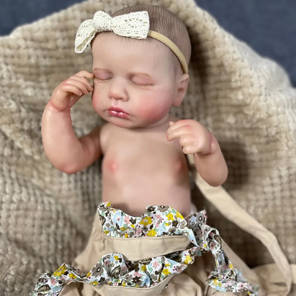 19 дюймов силиконовая кукла Reborn для сна новорожденного Loulou гибкая 3D кожа с