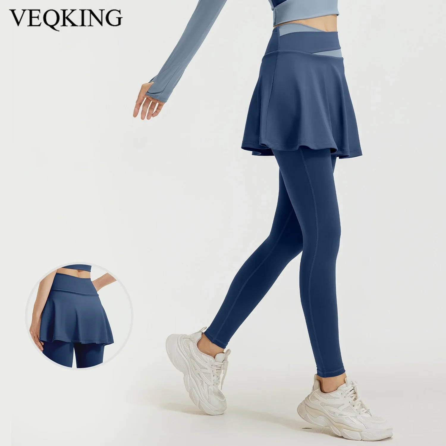 Поддельные брюки из двух частей спортивные женские тонкие для фитнеса и йоги