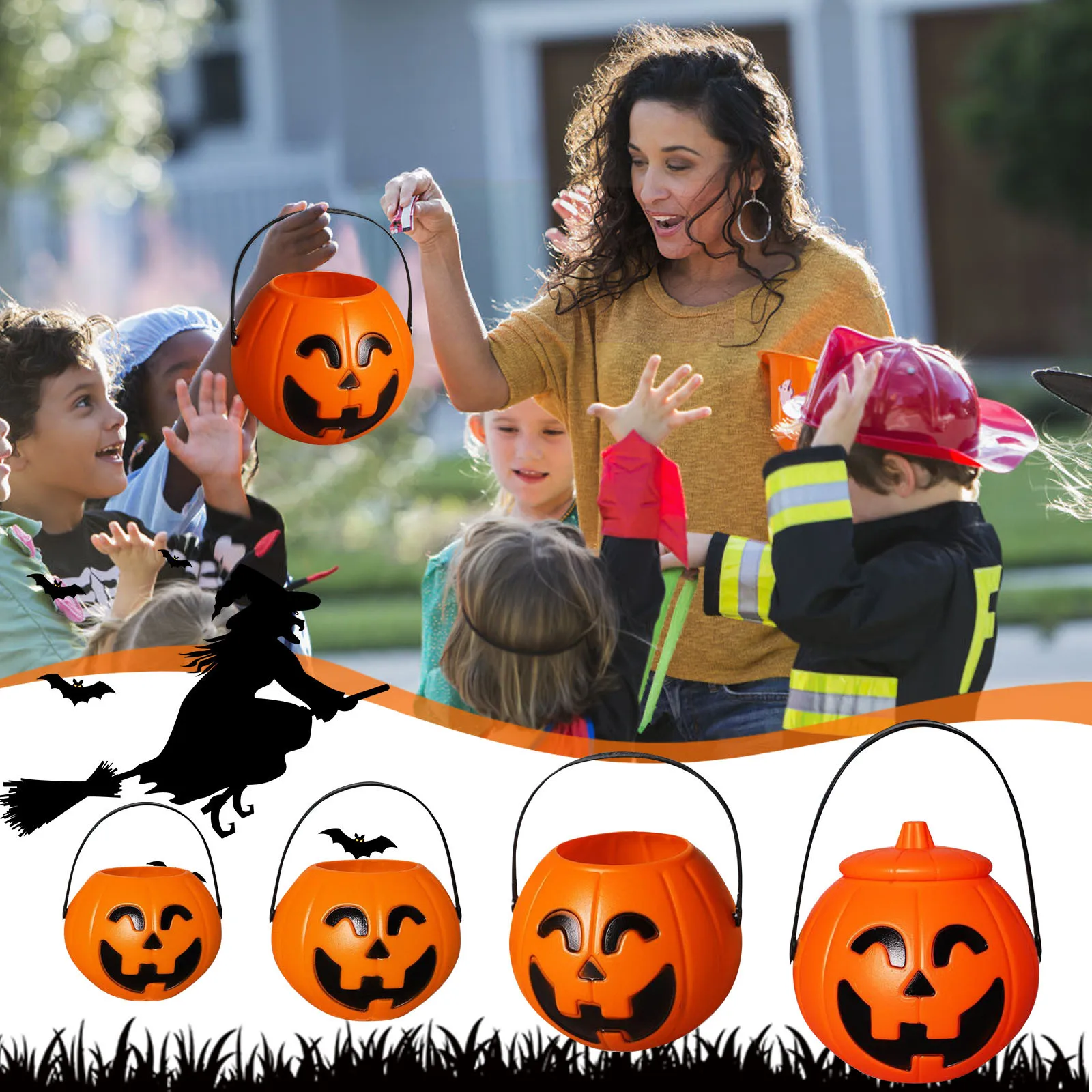 Украшение Чаши Для Конфет На Хэллоуин Желтое Портативное Кухонное Ведро Дома