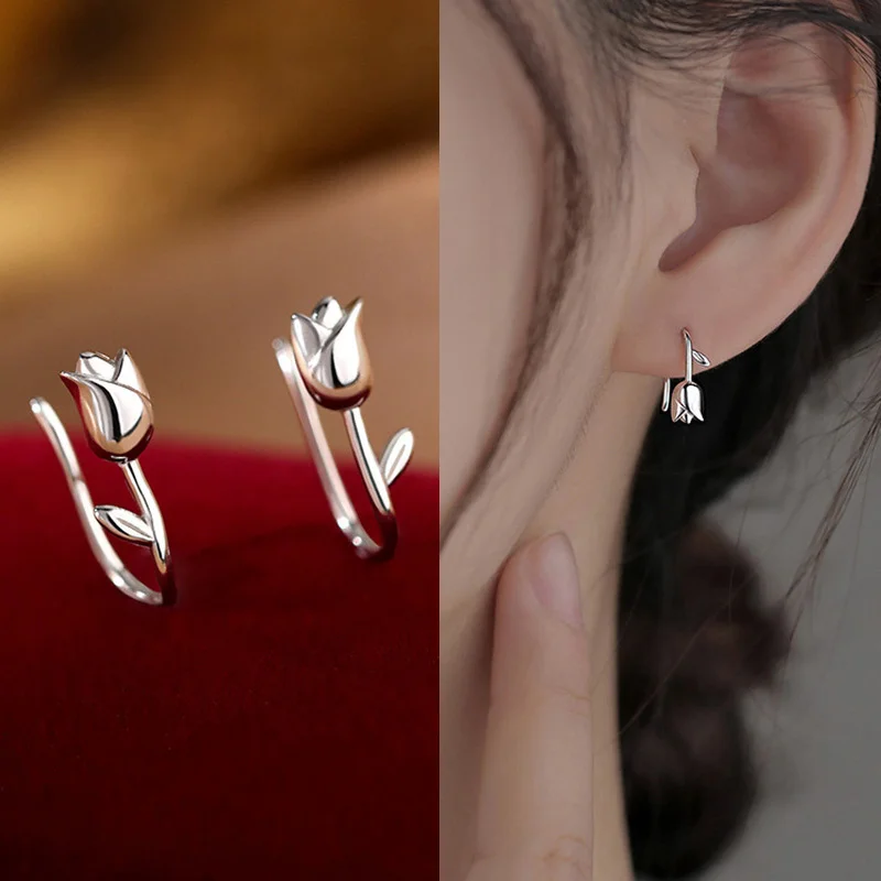 

Korea Fashion Rose Flower Stud Earrings Modern Women's Earrings 2022 Trend New Charm Wedding Party Gifts Jewelry Accessories