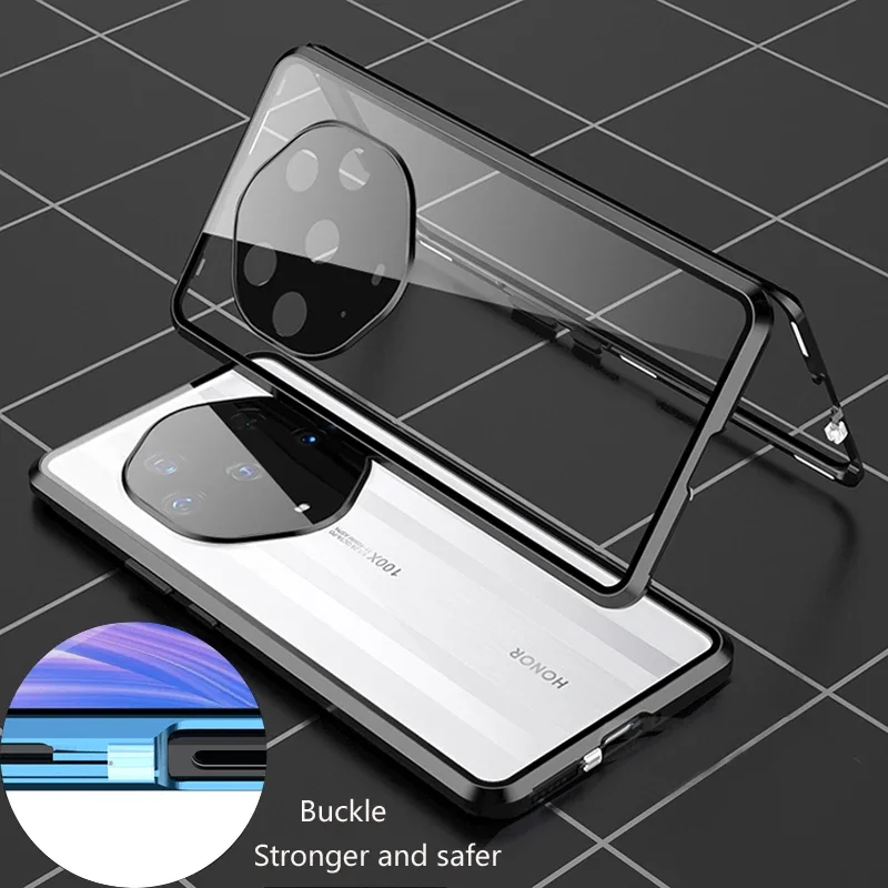 Двустороннее магнитное стекло на 360 ° для Honor Magic 3 4 5 6 Pro Ultimate adormetal Lens Protect Cover
