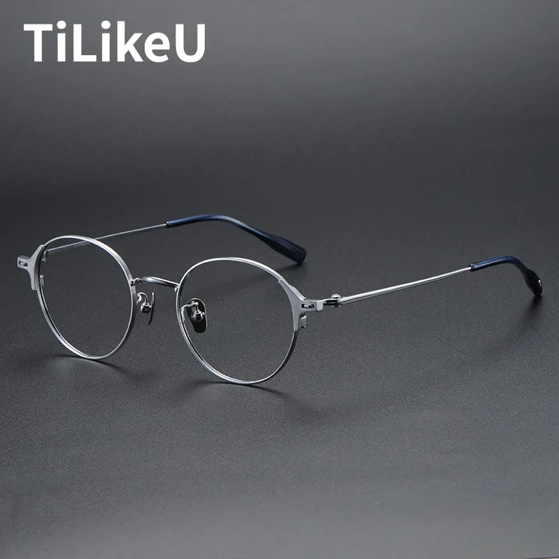 Очки для чтения мужские и женские круглые из чистого титана в стиле ретро