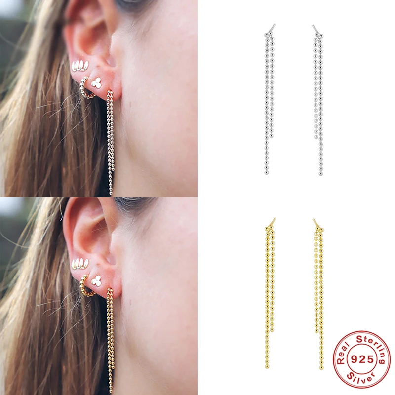 

Beautiful and simple pearl tassel earrings female S925 exquisite and elegant fashion focus banquet party anniversary gift