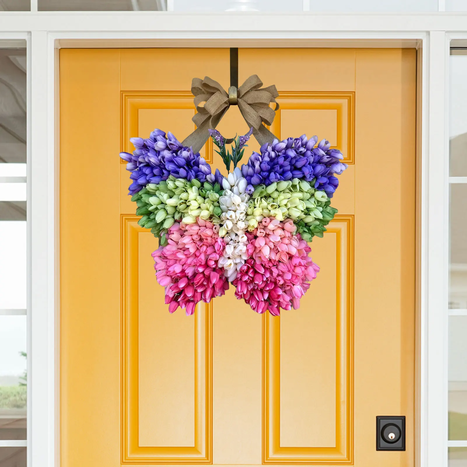 

Цветочный венок в виде тюльпана, в форме бабочки, d имитация венков, Цветочная Гирлянда для окон, стен, Свадебный декор, искусственная форма