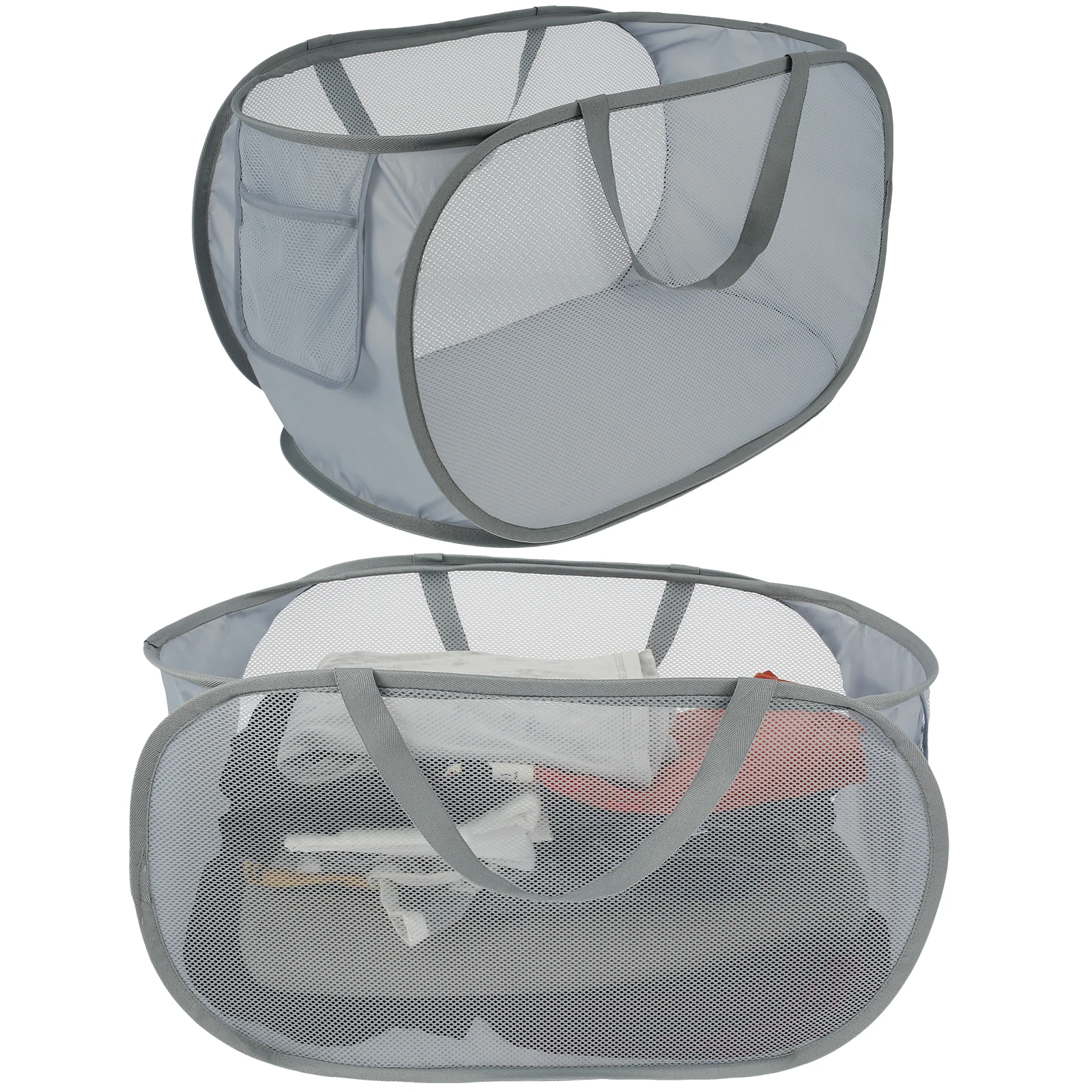 

2Pcs Pop-Up Mesh Laundry Hamper 70L Large Capacity Collapsible Laundry Basket Space Saving Dirty Clothes Storage Organizer with