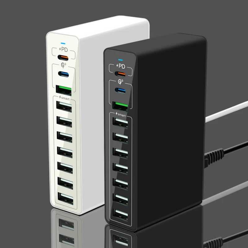 

65W Multi Port Usb Type C Charger,QC 3.0 PD 20W Adapter,10/6/5 Multiple Ports Fast Phone Charging Station,For iPhone Samsung