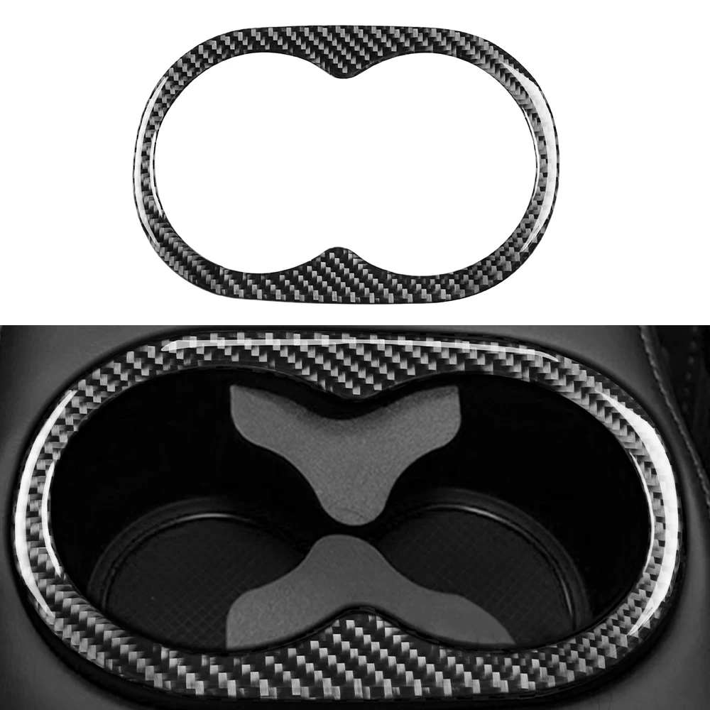

Rear Seat Armrest Box Water Cup Holder Decorative Cover Trim Decal for Dodge Challenger 2015+ Car Inner Accessories Carbon Fiber