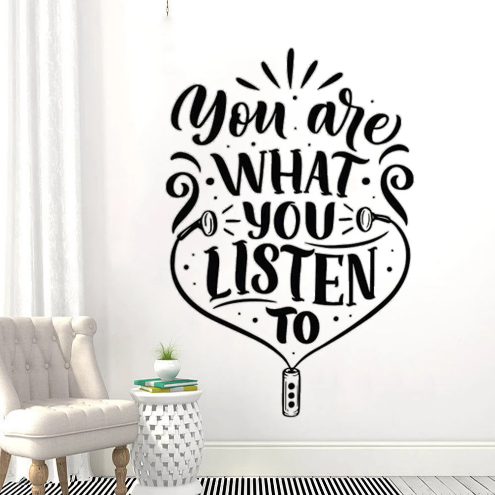 

You Are What You Listen To Quotes Wall Decals For Kids Rooms School Living Room Decor Stickers Removable Vinyl Murals HJ1293