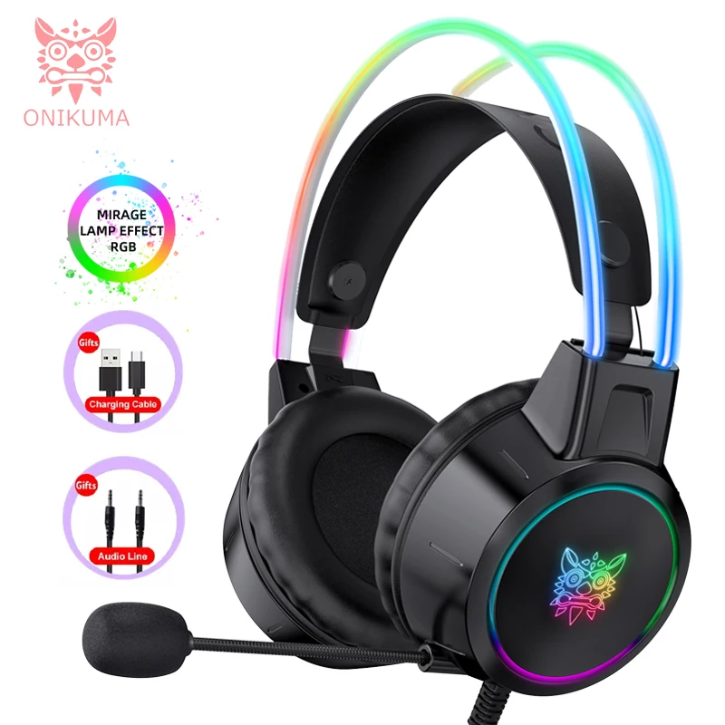 

ONIKUMA Headphones Wired Headset Gamer PC 3.5mm PS4 Headsets Surround Sound & HD Microphone Gaming Overear Laptop Tablet Gamer