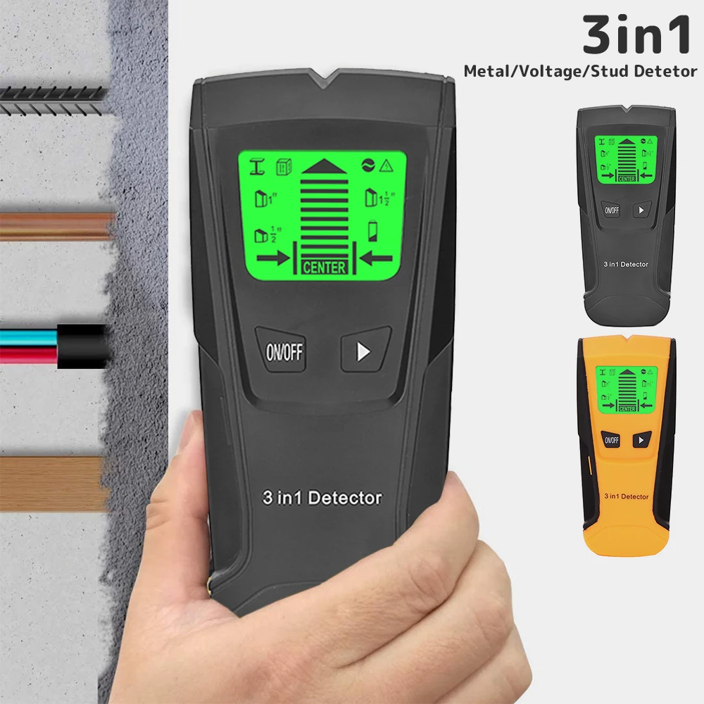 

Metal Detector 3in1 Stud Finder Thickness Measuring Instruments Wall Beam Scanner for Wood AC Wire Metal Studs Joist Detection