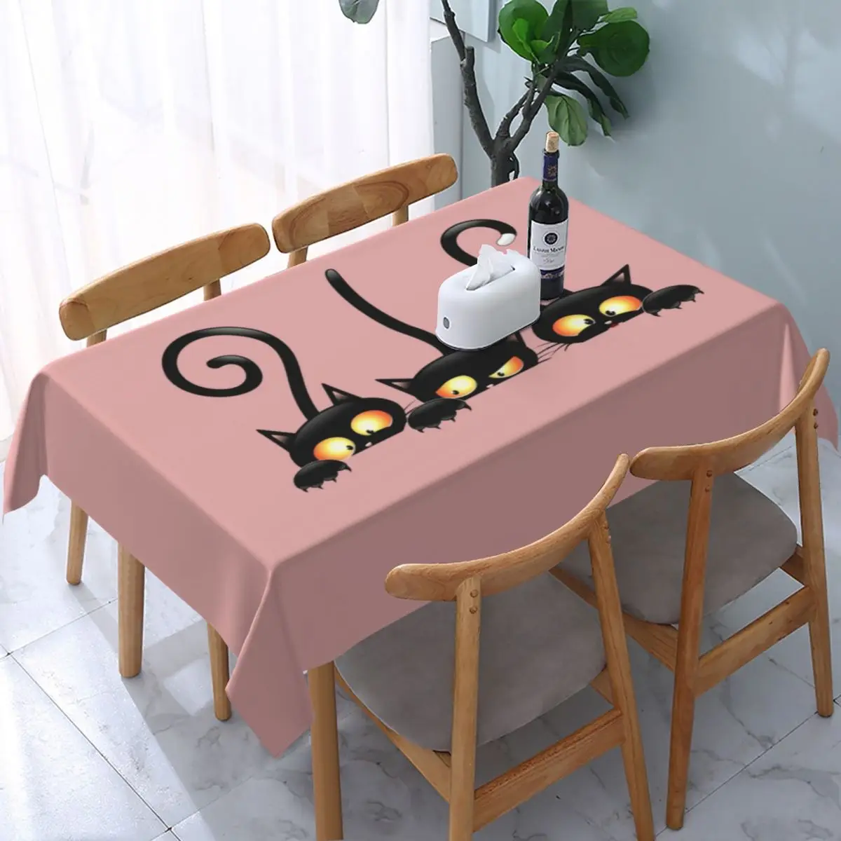 

Прямоугольная Водонепроницаемая скатерть с рисунком черных кошек, 45-50 дюймов